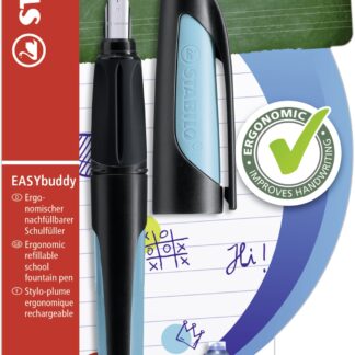 Blister carton x 1 STABILO EASYbuddy Plume M pour tous - noir/bleu