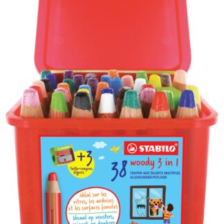 Schoolbox x 38 STABILO woody 3 in 1 + 3 taille-crayons