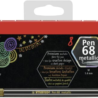 Boîte métal x 8 STABILO Pen 68 metallic - Carton de 10 pièces