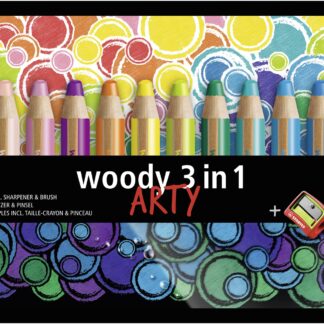 Etui carton x 18 STABILO woody 3 in 1 ARTY + 1 pinceau rond taille 8 + 1 taille-crayon