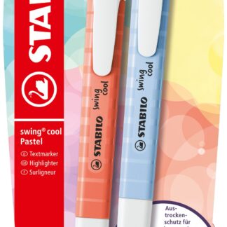 Blister x 2 STABILO swing cool Pastel - bleu + corail