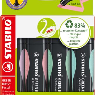 Etui carton x 4 STABILO GREEN BOSS Pastel - lilas + rose + menthe +turquoise - Carton de 5 pièces