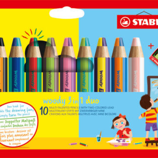 Etui carton x 10 STABILO woody 3 in 1 duo + 1 taille-crayon