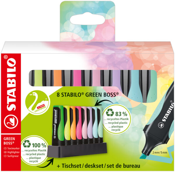 Set de bureau x 8 STABILO GREEN BOSS - Carton de 5 pièces
