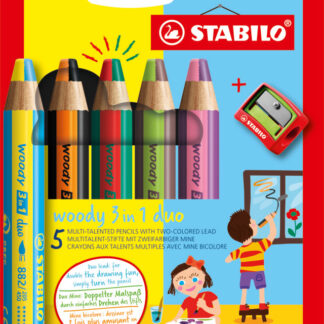 Etui carton x 5 STABILO woody 3 in 1 duo + 1 taille-crayon