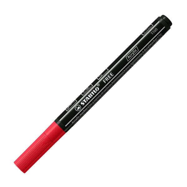 STABILO FREE acrylic T100 - rouge foncé - Carton de 5 pièces