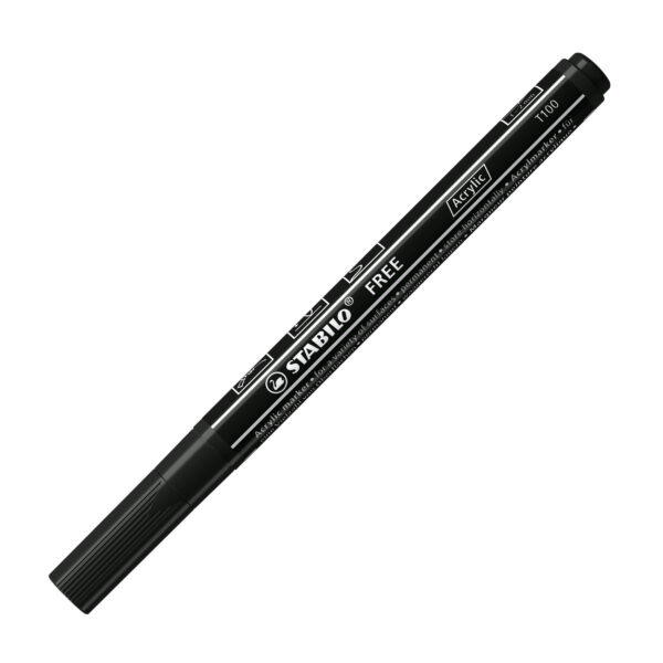STABILO FREE acrylic T100 - noir - Carton de 5 pièces