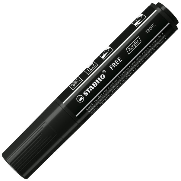 STABILO FREE acrylic T800C - noir - Carton de 5 pièces