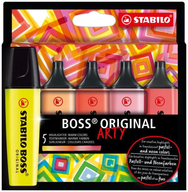 Etui carton x 5 STABILO BOSS ORIGINAL ARTY - couleurs chaudes