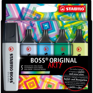 Etui carton x 5 STABILO BOSS ORIGINAL ARTY - couleurs froides