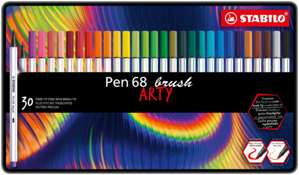 Boîte métal x 30 STABILO Pen 68 brush ARTY