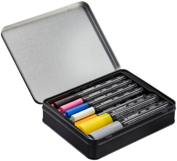 Boîte métal x 11 STABILO FREE acrylic pointes mixtes "kit d'initiation" – Image 2