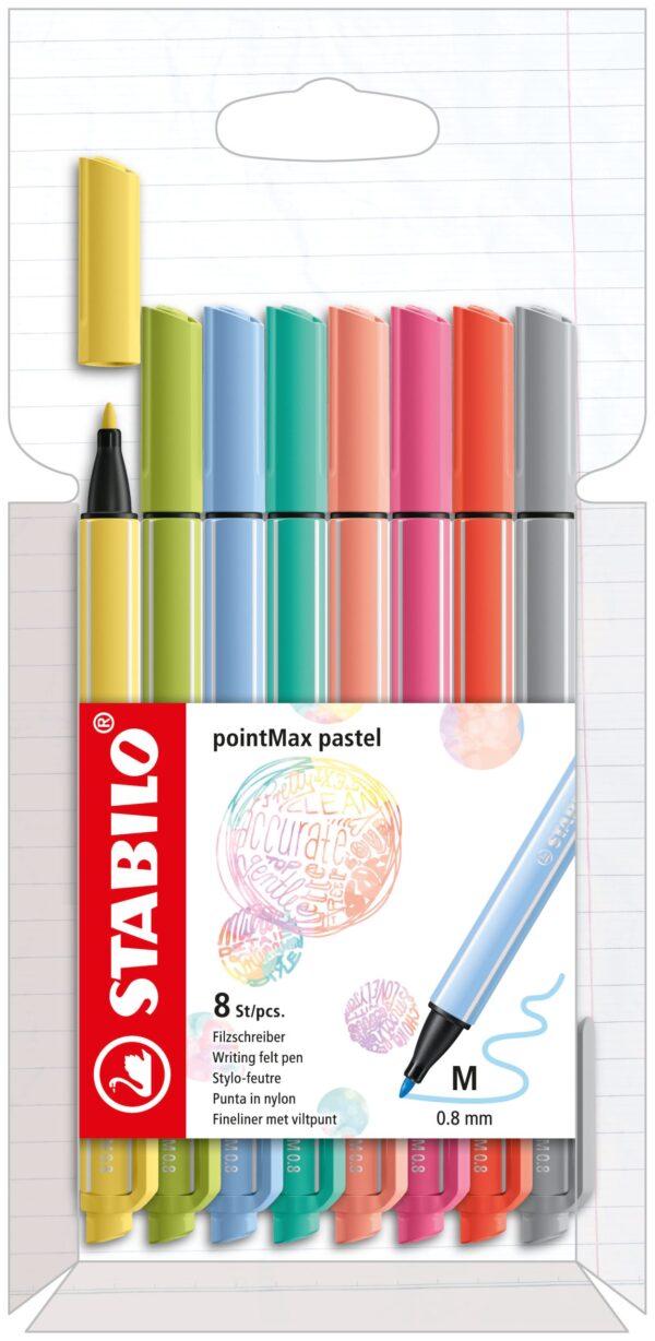 Etui carton x 8 STABILO pointMax - coloris pastel