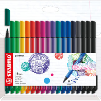 Etui carton x 18 STABILO pointMax - coloris intenses - Carton de 10 pièces
