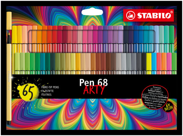 Etui carton x 65 STABILO Pen 68 ARTY - Carton de 5 pièces