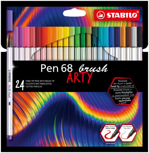 Etui carton x 24 STABILO Pen 68 brush ARTY - Carton de 6 pièces