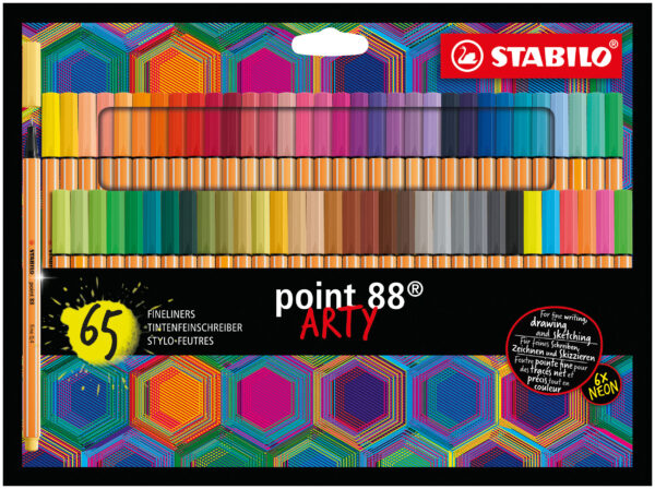 Etui carton x 65 STABILO point 88 ARTY - Carton de 5 pièces