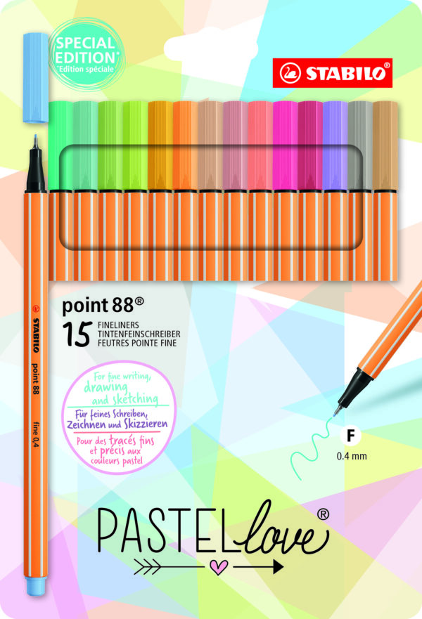 Etui carton x 15 STABILO point 88 Pastellove