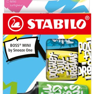 Etui carton x 3 STABILO BOSS MINI by Snooze One - vert + jaune + bleu
