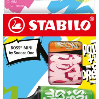 Etui carton x 3 STABILO BOSS MINI by Snooze One - vert + rose + orange