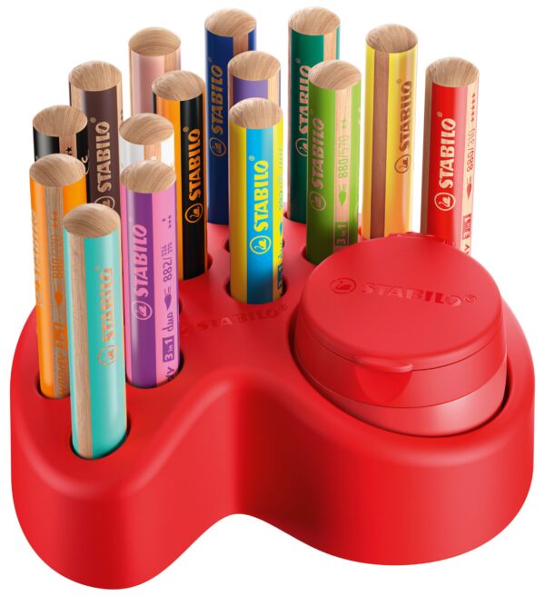 Set x 15 STABILO woody 3 in 1 + 1 taille-crayon avec réservoir + 1 plateau de rangement – Image 2