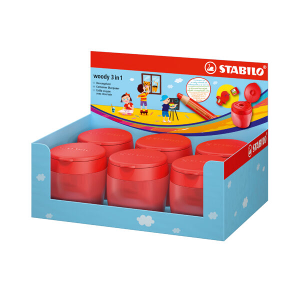 Présentoir x 6 taille-crayon avec réservoir STABILO woody 3 in 1 - Carton de 1 pièces