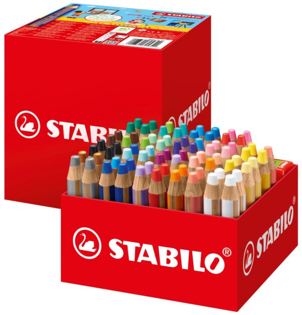Maxi schoolpack carton x 76 STABILO woody 3 in 1 + 4 taille-crayons – Image 2