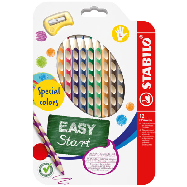 Etui carton x 12 STABILO EASYcolors gaucher coloris fun
