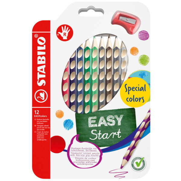 Etui carton x 12 STABILO EASYcolors droitier coloris fun
