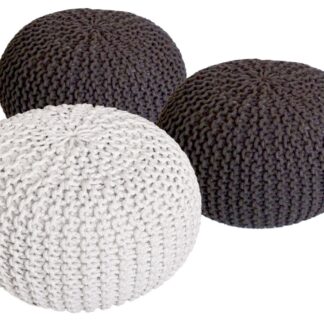 Ensemble de poufs 3 pièces Ø 55 cm coussin de sol tabouret tricoté tabouret coussin de siège tabouret tricot grossier durable