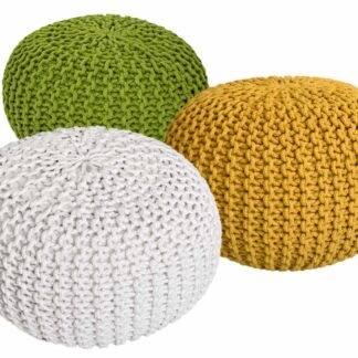 Ensemble de poufs 3 pièces Ø 55 cm coussin de sol tabouret tricoté tabouret coussin de siège tabouret tricot grossier durable