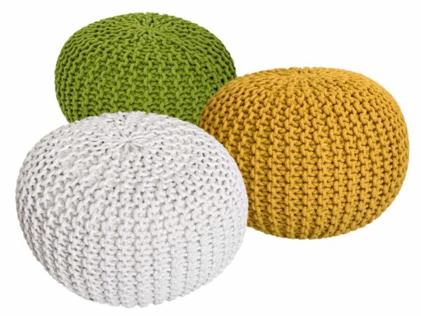 Ensemble de poufs 3 pièces Ø 55 cm coussin de sol tabouret tricoté tabouret coussin de siège tabouret tricot grossier durable