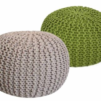 Tabouret Pouf SET 2 pièces Ø 55 cm H 37 cm Tabouret tricoté coussin de sol aspect tricot grossier durable