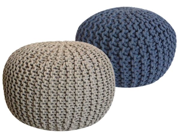 Tabouret Pouf SET 2 pièces Ø 55 cm H 37 cm Tabouret tricoté coussin de sol aspect tricot grossier durable