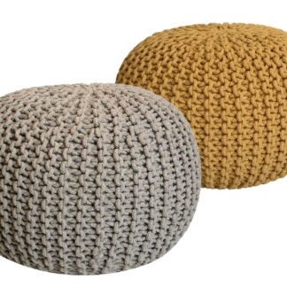 Tabouret Pouf SET 2 pièces Ø 55 cm H 37 cm Tabouret tricoté coussin de sol aspect tricot grossier durable