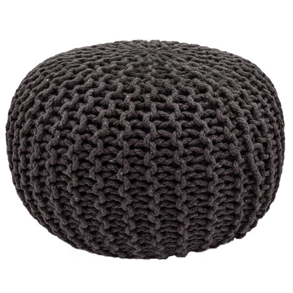 Tabouret Pouf SET 2 pièces Ø 55 cm H 37 cm Tabouret tricoté coussin de sol aspect tricot grossier durable – Image 2