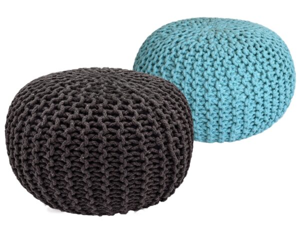 Tabouret Pouf SET 2 pièces Ø 55 cm H 37 cm Tabouret tricoté coussin de sol aspect tricot grossier durable
