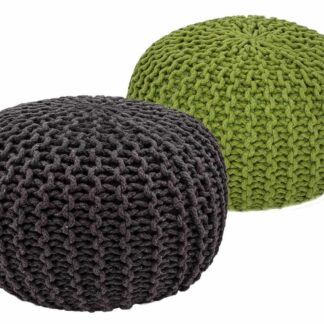 Tabouret Pouf SET 2 pièces Ø 55 cm H 37 cm Tabouret tricoté coussin de sol aspect tricot grossier durable