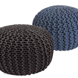 Tabouret Pouf SET 2 pièces Ø 55 cm H 37 cm Tabouret tricoté coussin de sol aspect tricot grossier durable