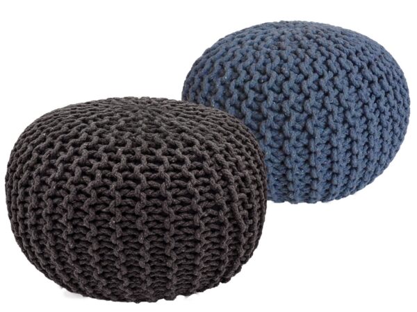 Tabouret Pouf SET 2 pièces Ø 55 cm H 37 cm Tabouret tricoté coussin de sol aspect tricot grossier durable