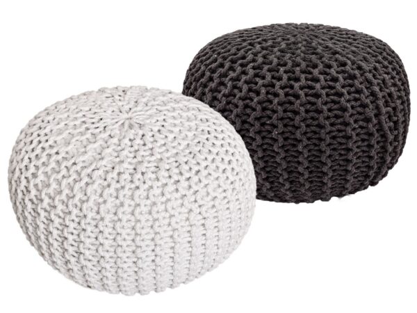 Tabouret Pouf SET 2 pièces Ø 55 cm H 37 cm Tabouret tricoté coussin de sol aspect tricot grossier durable