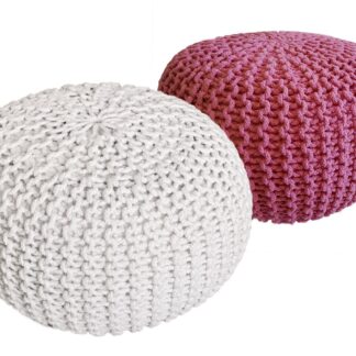 Tabouret Pouf SET 2 pièces Ø 55 cm H 37 cm Tabouret tricoté coussin de sol aspect tricot grossier durable