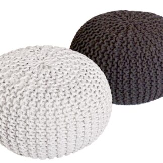 Tabouret Pouf SET 2 pièces Ø 55 cm H 37 cm Tabouret tricoté coussin de sol aspect tricot grossier durable