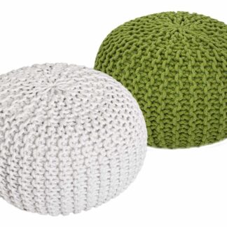 Tabouret Pouf SET 2 pièces Ø 55 cm H 37 cm Tabouret tricoté coussin de sol aspect tricot grossier durable