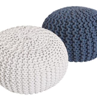 Tabouret Pouf SET 2 pièces Ø 55 cm H 37 cm Tabouret tricoté coussin de sol aspect tricot grossier durable