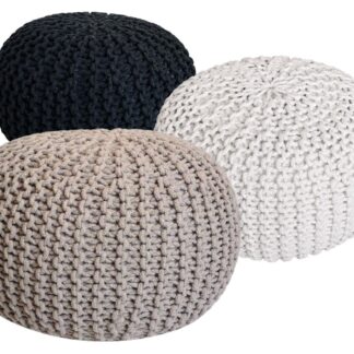 Ensemble de poufs 3 pièces Ø 55 cm coussin de sol tabouret tricoté tabouret coussin de siège tabouret tricot grossier durable