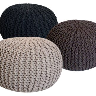 Ensemble de poufs 3 pièces Ø 55 cm coussin de sol tabouret tricoté tabouret coussin de siège tabouret tricot grossier durable
