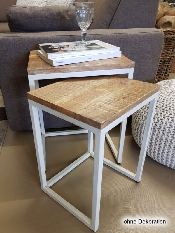 Table d'appoint table gigogne en bois lot de 2 table de salon table basse Dallas structure métal