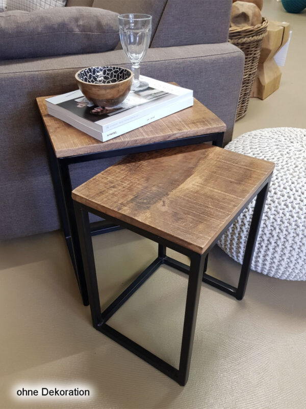 Table d'appoint table gigogne en bois lot de 2 table de salon table basse Dallas structure métal