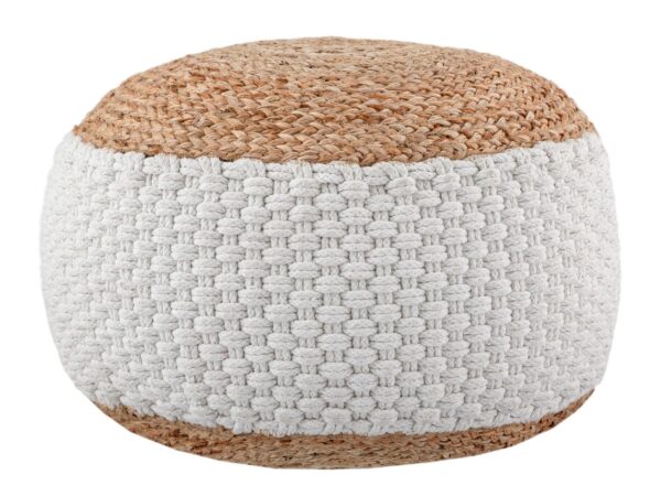 Pouf tabouret en jute rond 50x50 cm tabouret décoratif jute naturel pouf coussin de sol repose-pieds – Image 2
